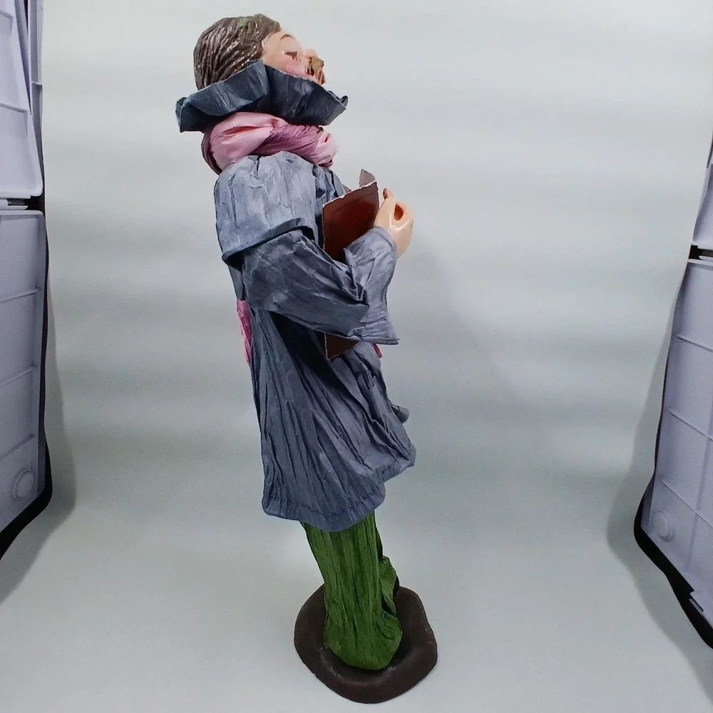 Christmas Caroler Figurine Man Singing With Song Book‎ Holiday Home Decor